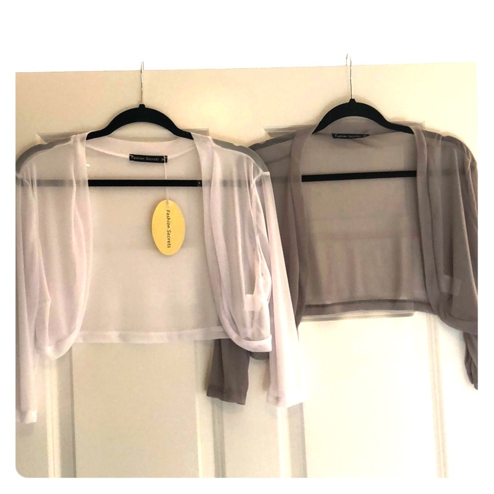 Fashion Secrets Bolero Sheer Jackets set 2 size M